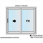 Janela De Alumínio 02 Folhas Classic Madeiro - 100x100