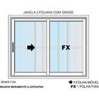 Janela De Alumínio 02 Folhas Com Grade Branca - 100x120