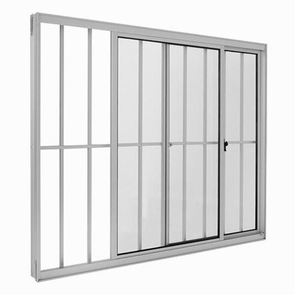 Janela De Alumínio 02 Folhas Com Grade Branca - 120x150