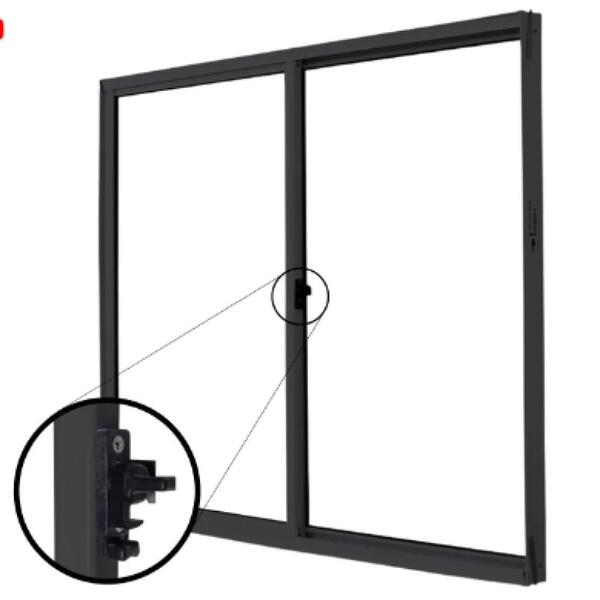 Janela De Alumínio 02 Folhas Fit Preto - 80x80