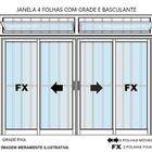 Janela De Alumínio 04 Folhas C/basc E Grade Branca-100x100