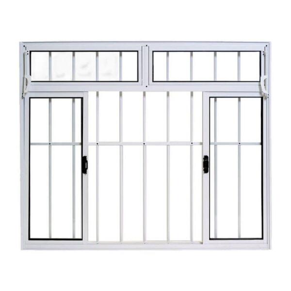 Janela De Alumínio 04 Folhas C/basc E Grade Branca-100x150
