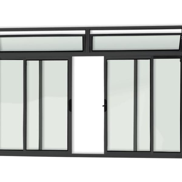 Janela De Alumínio 04 Folhas Com Basculante Preto - 100x200