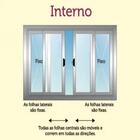 Janela De Alumínio 04 Folhas Com Grade Branca - 100x150