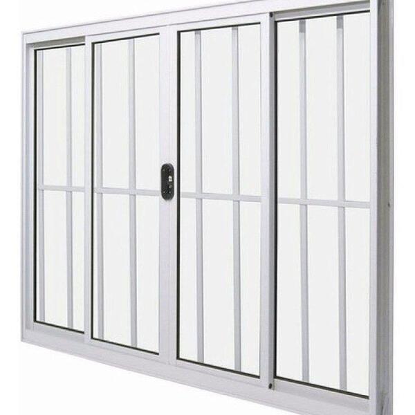 Janela De Alumínio 04 Folhas Com Grade Branca - 100x150