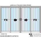 Janela De Alumínio 04 Folhas Com Grade Branca - 100x200