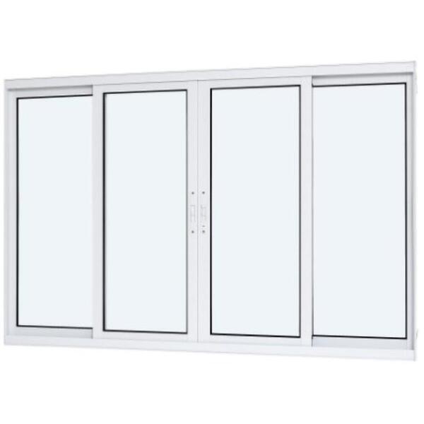 Janela De Alumínio 04 Folhas Master Com Fecho Branca - 100x200