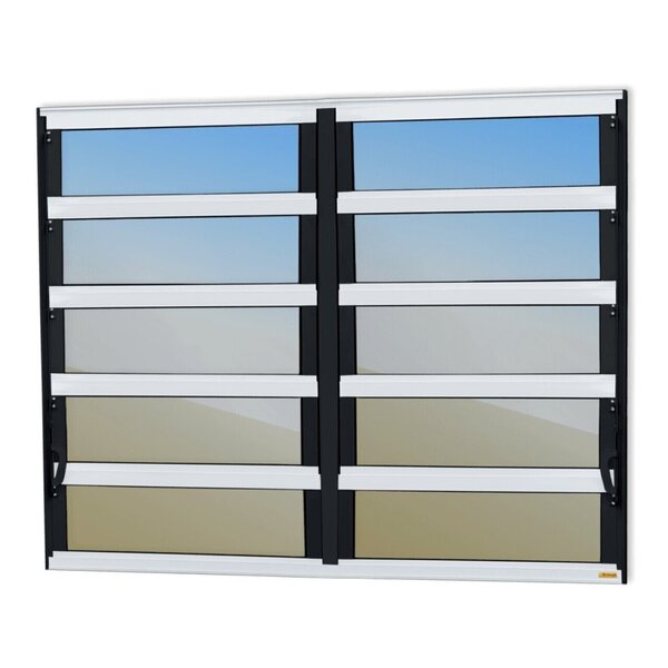 Janela De Alumínio Basculante 2 Seções 100x240cm Vidro Espelh