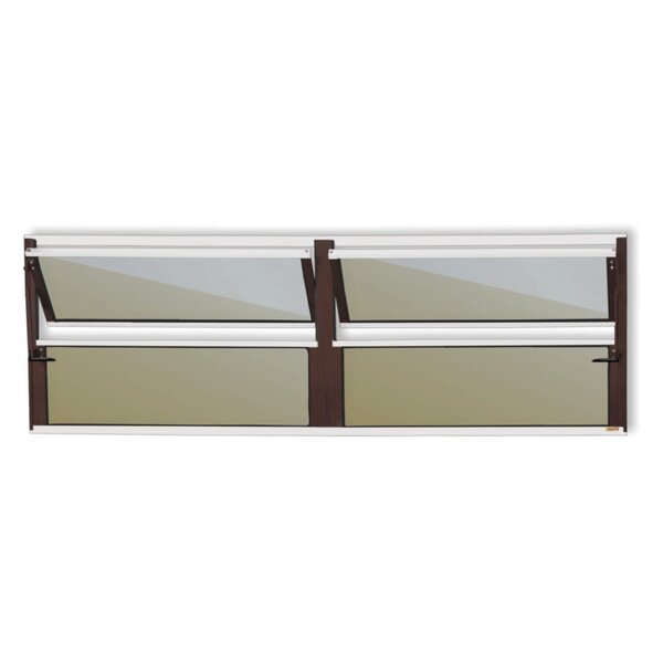 Janela De Alumínio Basculante 2 Seções 40x150cm Vidro Espelha