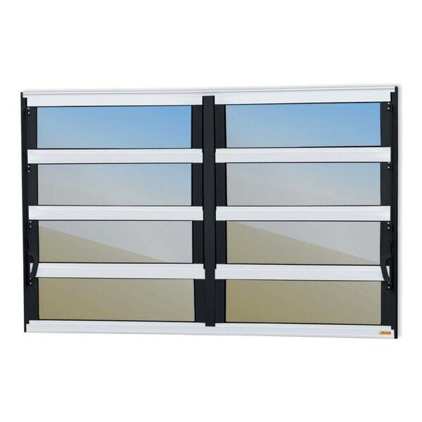 Janela De Alumínio Basculante 2 Seções 80x150cm Vidro Espelha