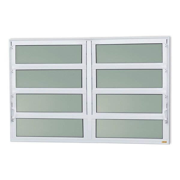 Janela De Alumínio Basculante 2 Seções 80x150cm Vidro Mini Bo