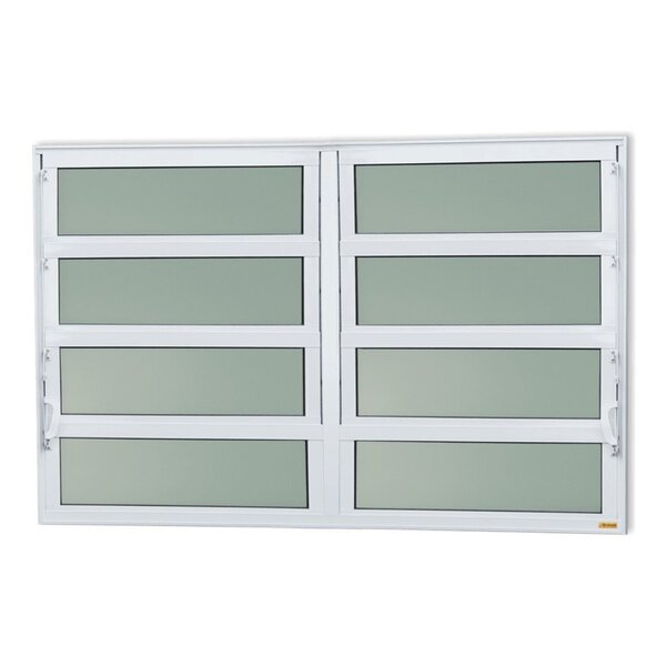 Janela De Alumínio Basculante 2 Seções 80x200cm Vidro Mini Bo