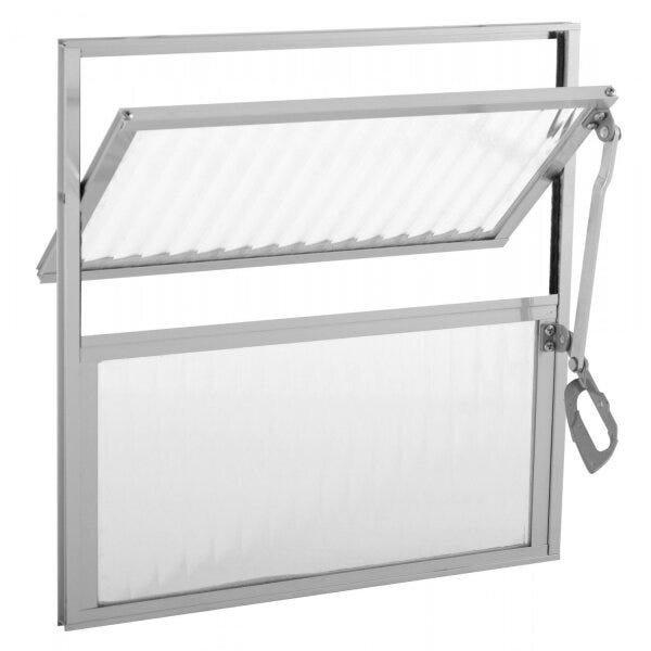 Janela De Alumínio Basculante 30x30cm 2 Folhas Com Vidro Cane