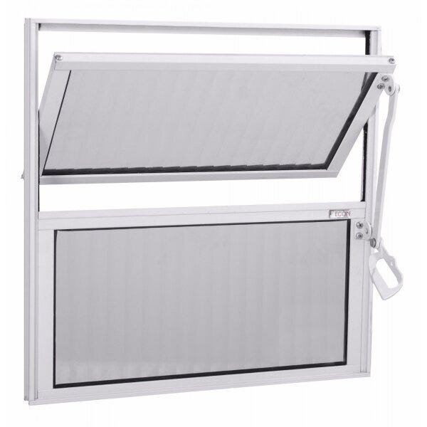 Janela De Alumínio Basculante 40x40cm 2 Folhas 1 Fixa Com Vid