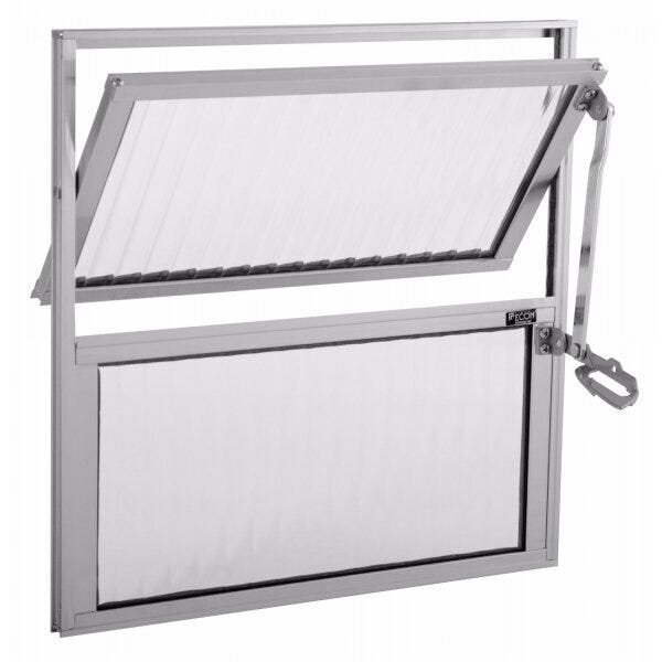Janela De Alumínio Basculante 50x50cm 2 Folhas 1 Fixa Com Vid