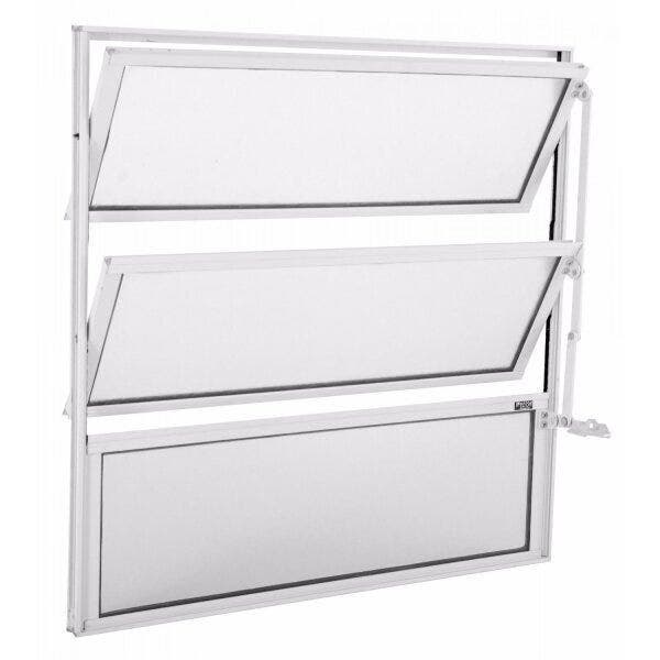 Janela De Alumínio Basculante 60x60cm 3 Folhas 1 Fixa Com Vidro Mini ...