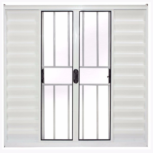 Janela De Alumínio Branco Veneziana De Correr 6 Folhas Com Gr