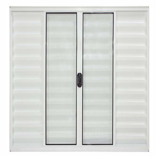 Janela De Alumínio Branco Veneziana De Correr 6 Folhas Sem Gr