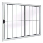 Janela De Alumínio Branco Vitro De Correr 2 Folhas Com Grade