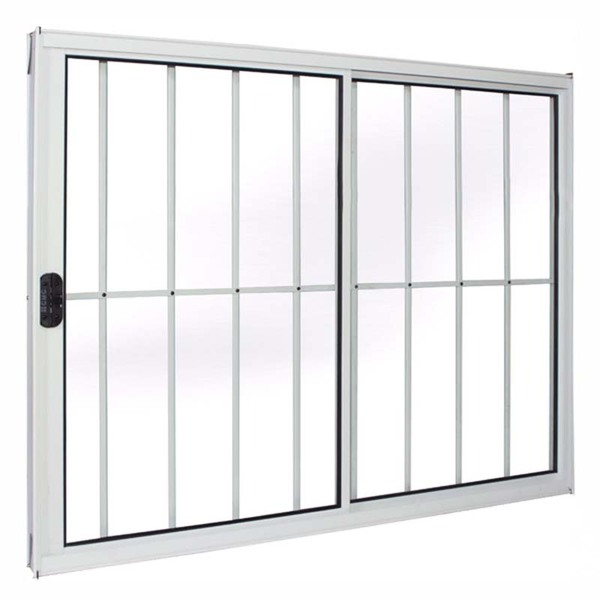 Janela De Alumínio Branco Vitro De Correr 2 Folhas Com Grade