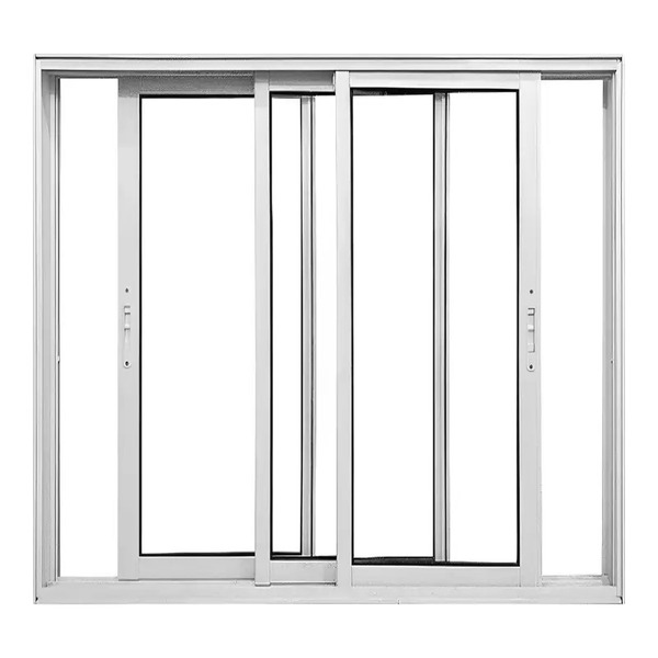 Janela De Alumínio Branco Vitro De Correr 3 Folhas Móveis Sem