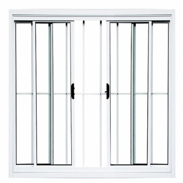 Janela De Alumínio Branco Vitro De Correr 4 Folhas Com Grade