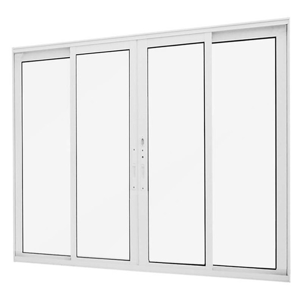 Janela De Alumínio Branco Vitro De Correr 4 Folhas Móveis Sem