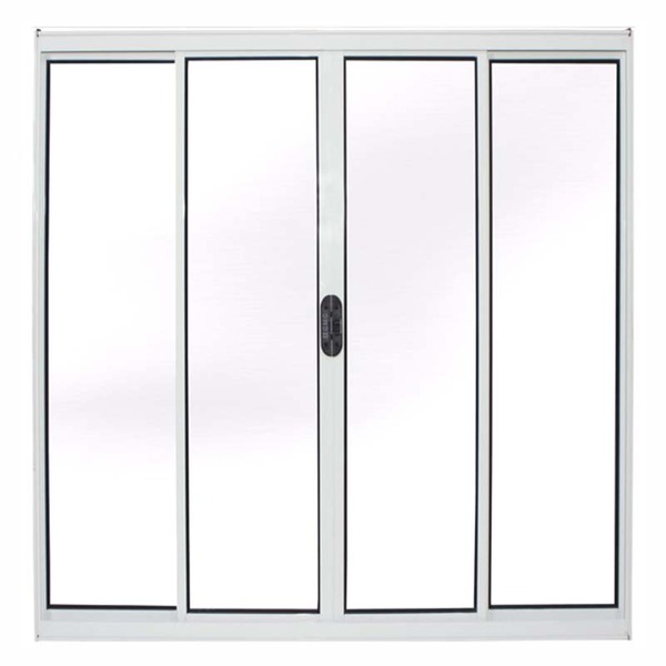 Janela De Alumínio Branco Vitro De Correr 4 Folhas Sem Grade