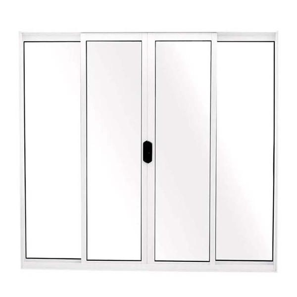 Janela De Alumínio Branco Vitro De Correr 4 Folhas Sem Grade