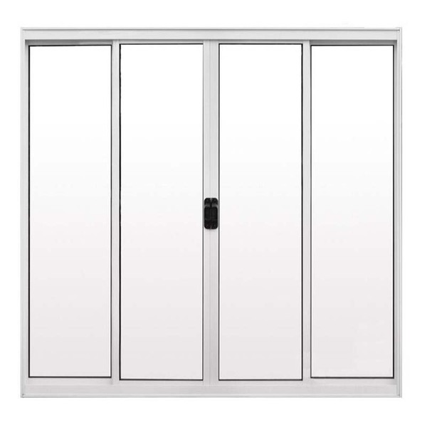 Janela De Alumínio Branco Vitro De Correr 4 Folhas Sem Grade