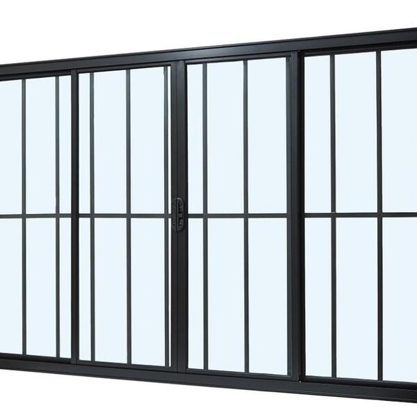 Janela De Alumínio Classic 04 Folhas Com Grade Preto - 100x120