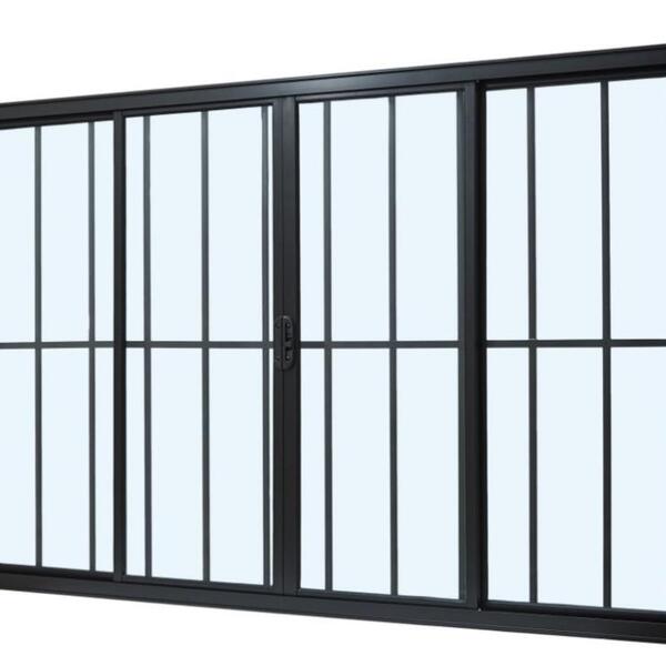 Janela De Alumínio Classic 04 Folhas Com Grade Preto - 100x200