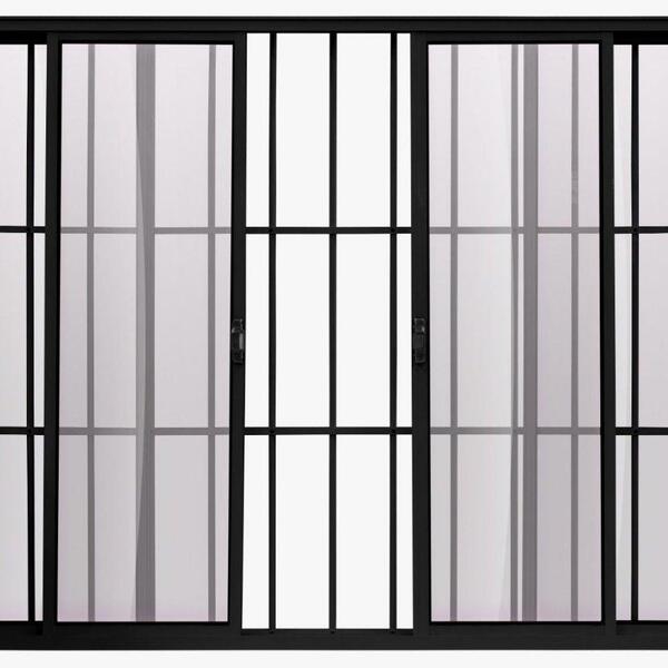 Janela De Alumínio Classic 04 Folhas Com Grade Preto - 120x150