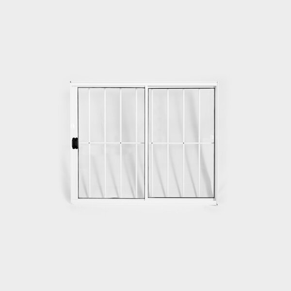 Janela De Alumínio De Correr 100x100cm 2 Folhas Com Grade Plu