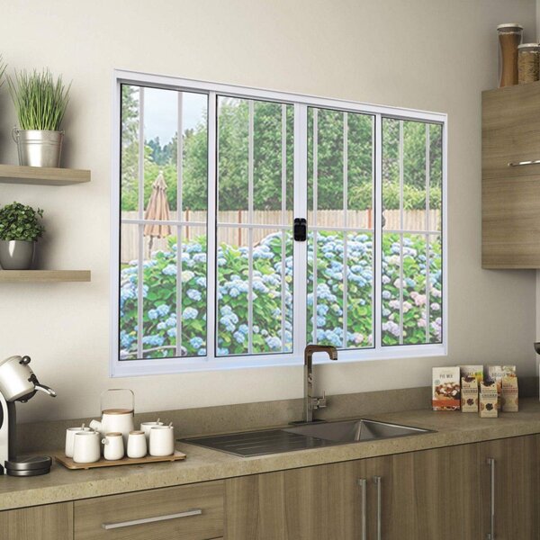 Janela De Alumínio De Correr 100x120cm 4 Folhas Grade Hale Es