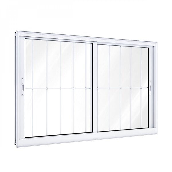 Janela De Alumínio De Correr 100x150cm 2 Folhas Com Grade Luc