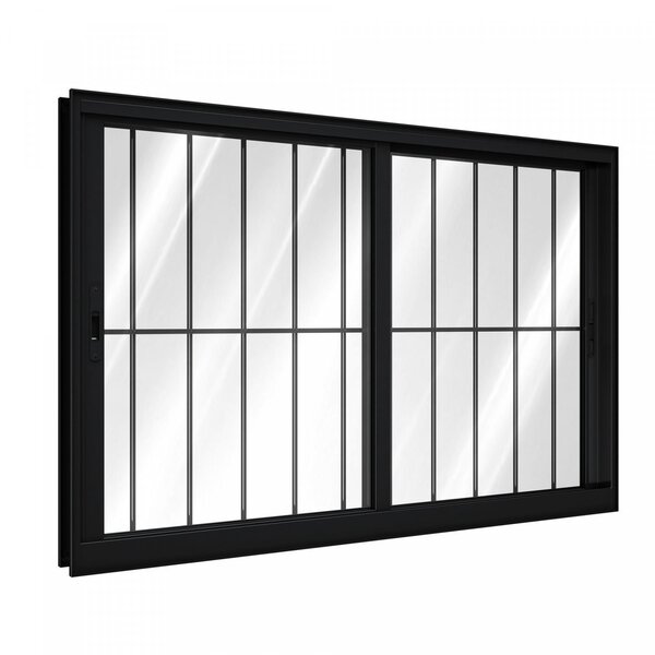 Janela De Alumínio De Correr 100x150cm 2 Folhas Com Grade Luc