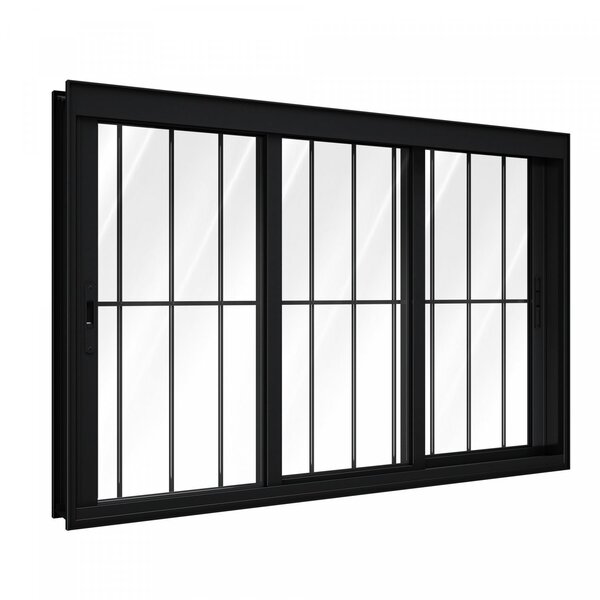 Janela De Alumínio De Correr 100x150cm 3 Folhas Com Grade Luc