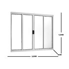 Janela De Alumínio De Correr 100x200cm 4 Folhas Central Ecosu
