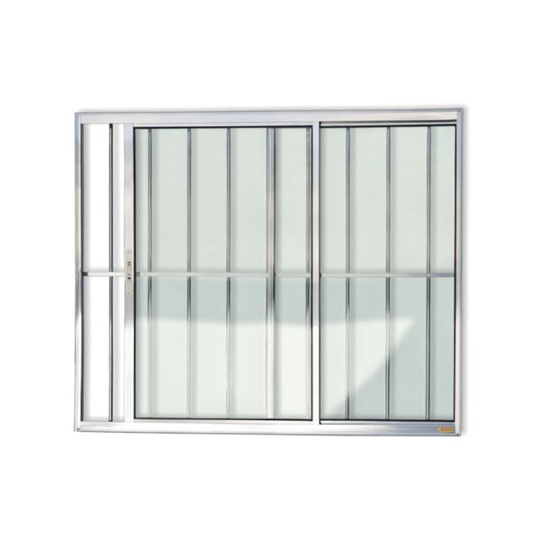 Janela De Aluminio De Correr 80x80cm 2 Folhas Com Grade E Vid