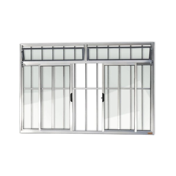 Janela De Aluminio De Correr Com Bandeira 100x200cm 4 Folhas