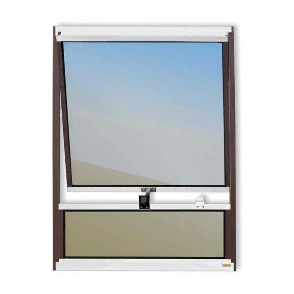 Janela De Alumínio Maxim-ar Com Bandeira 80x80cm Vidro Espelh