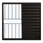 Janela De Alumínio Preto Veneziana De Correr 3 Folhas Com Gra