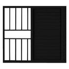 Janela De Alumínio Preto Veneziana De Correr 3 Folhas Com Gra