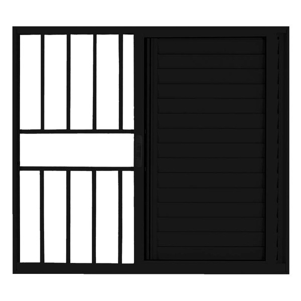 Janela De Alumínio Preto Veneziana De Correr 3 Folhas Com Gra