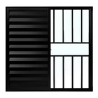 Janela De Alumínio Preto Veneziana De Correr 3 Folhas Com Gra