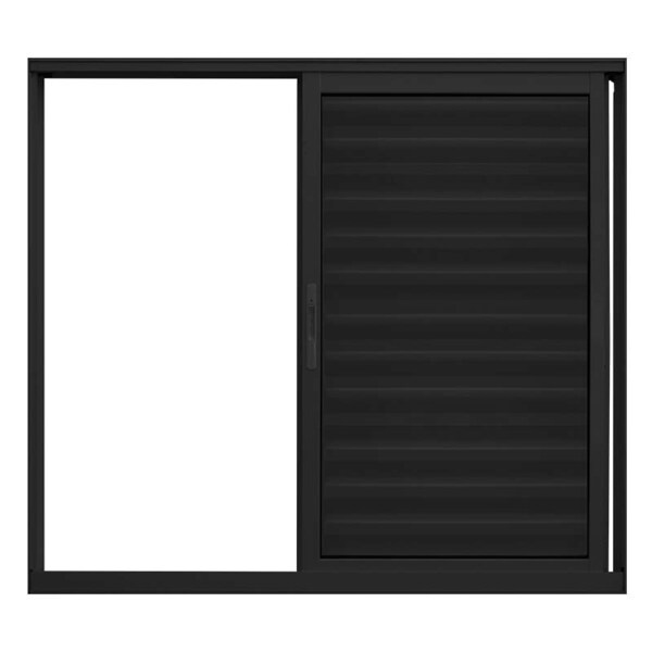 Janela De Alumínio Preto Veneziana De Correr 3 Folhas Móveis