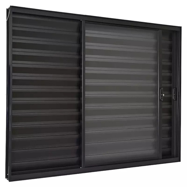 Janela De Alumínio Preto Veneziana De Correr 3 Folhas Móveis