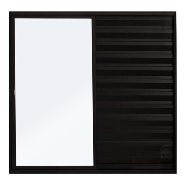 Janela De Alumínio Preto Veneziana De Correr 3 Folhas Sem Gra