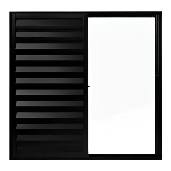 Janela De Alumínio Preto Veneziana De Correr 3 Folhas Sem Gra